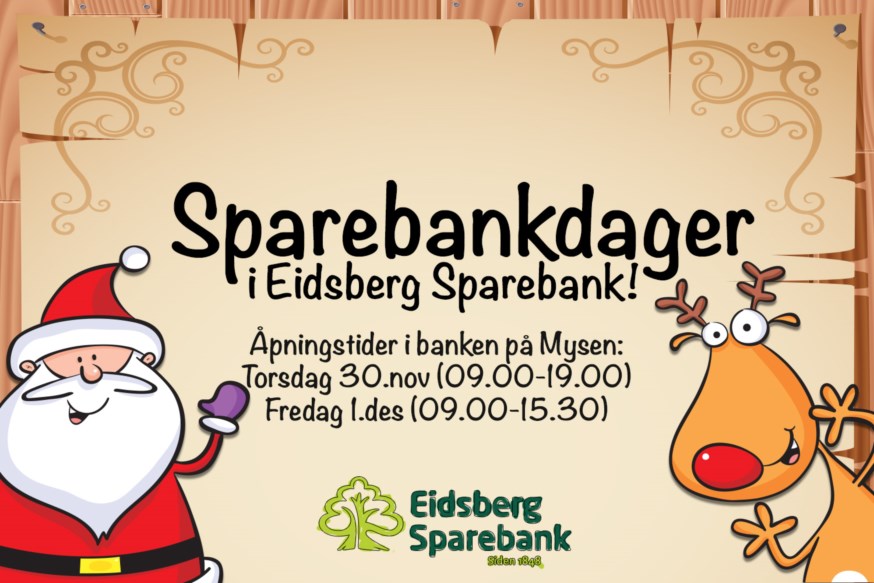Sparebankdager 30. nov og 1. des 2017